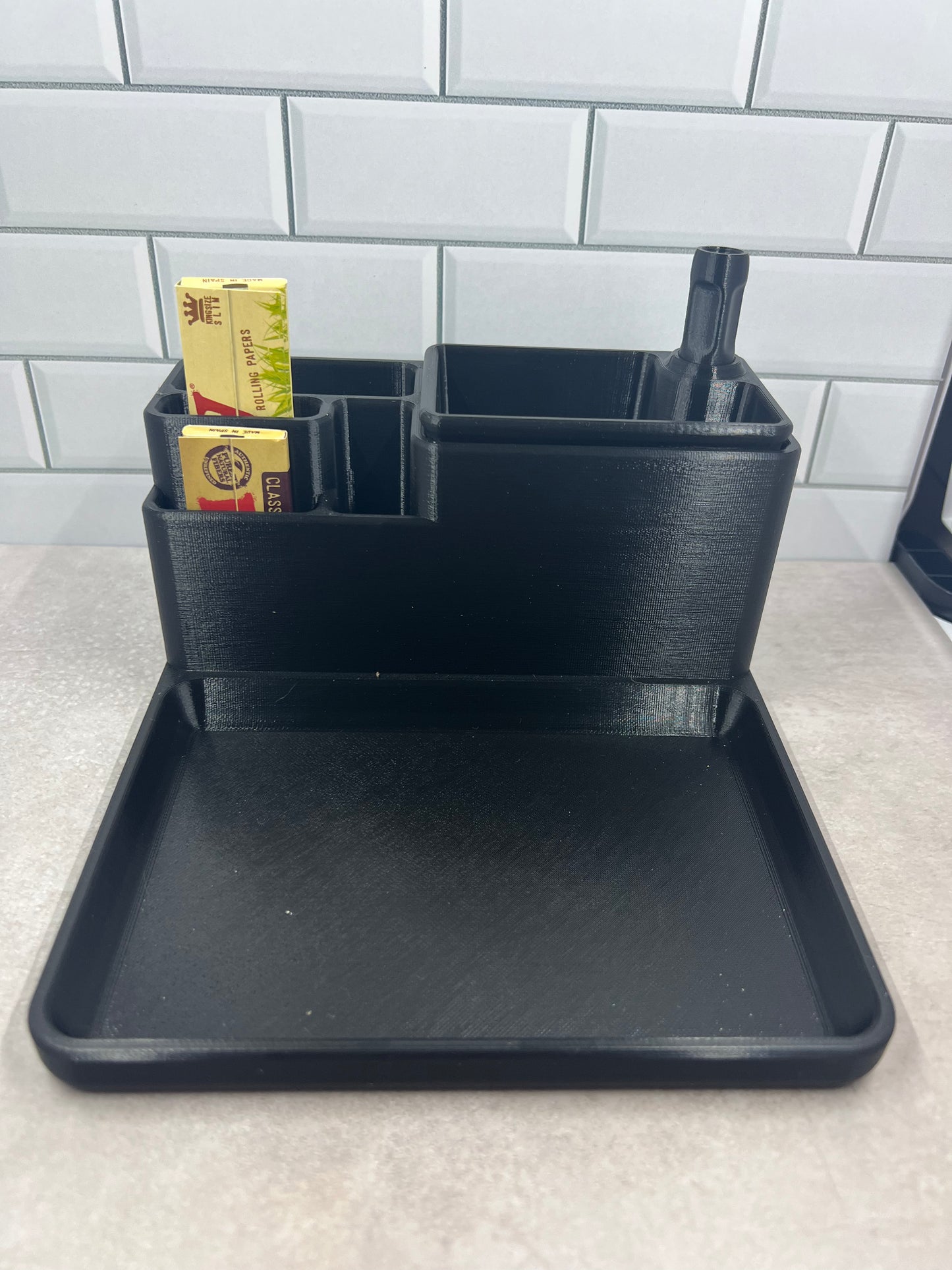 Rolling Tray With Removeable Ashtray & Poker Tool